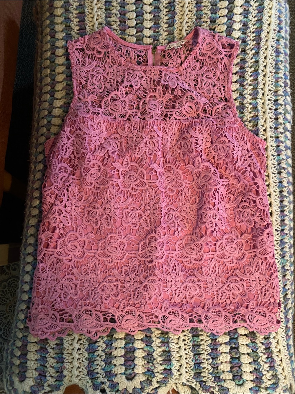 Nanette Lepore Rose Pink Floral Lace Shell Top